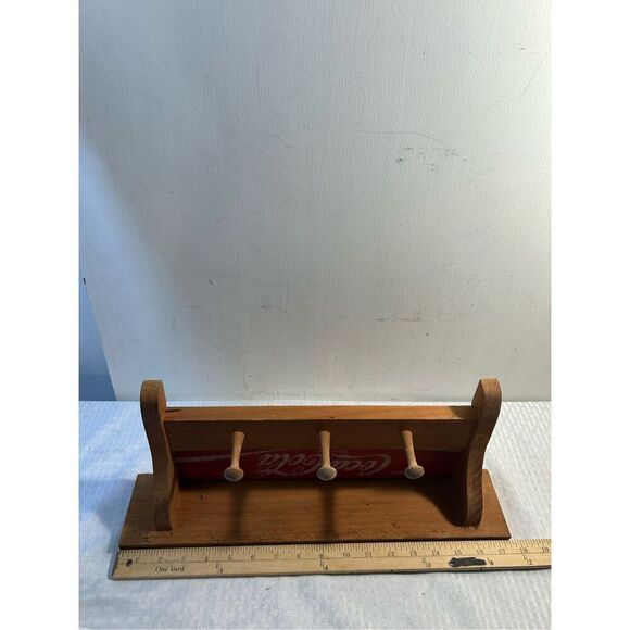 Coke Cola wooden peg coat hat rack 17.5"x3.5" (discoloration) - Picture 4 of 8